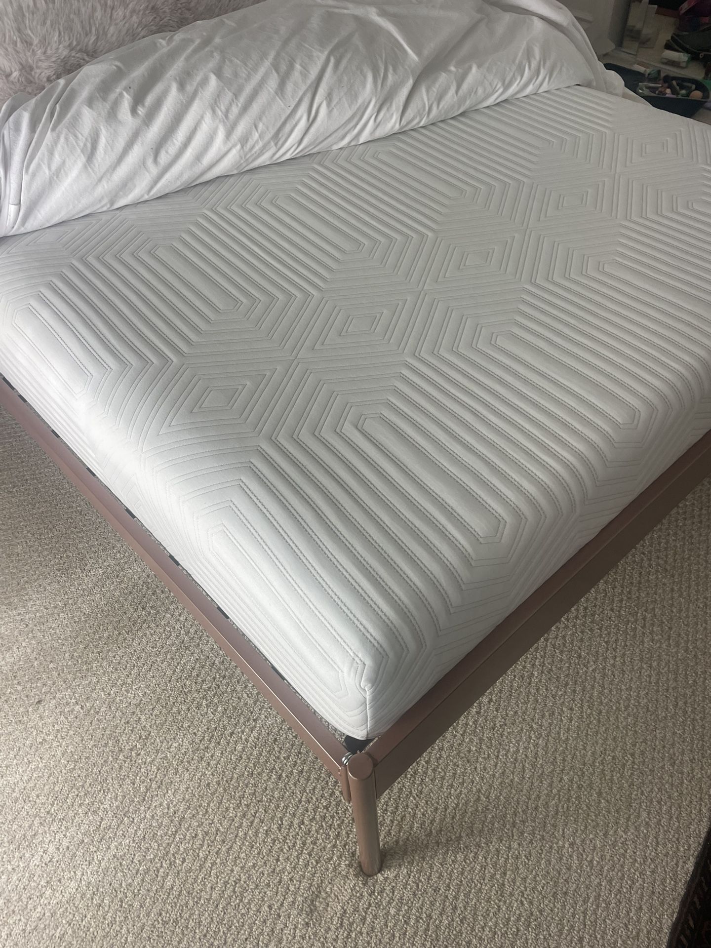 Rose Metal Full Size Bed frame And Mattress
