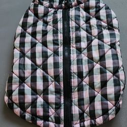 Quilted Black/Pink Flannel Dog Coat