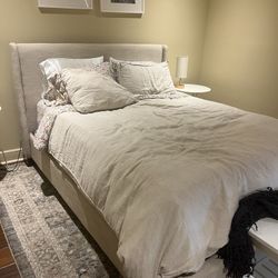 Upholstered Queen Bed (mattress, Box spring, Frame)