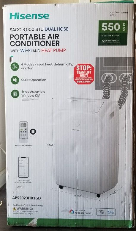 Hisense Portable Air Conditioner 8000 BTU Dual Hose