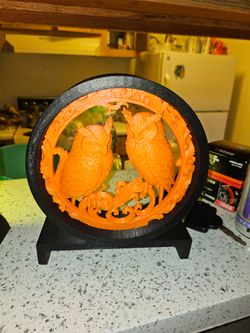 3D Printed Dual Owl Decorative Sculpture