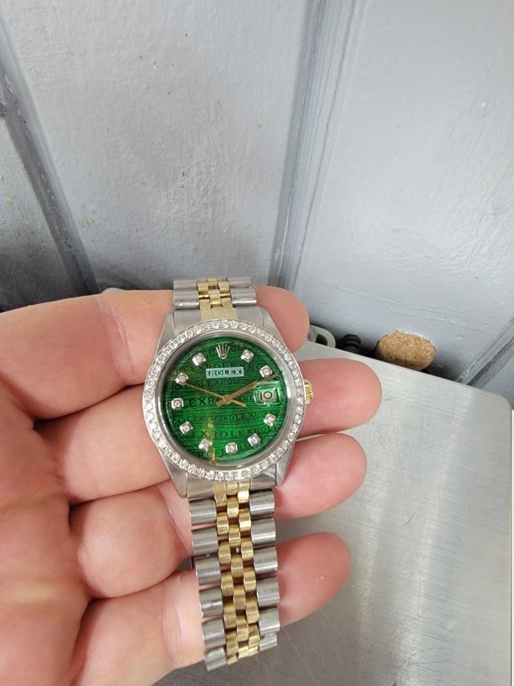 Rolex Datejust 36mm Acero Y Oró Con Diamantes