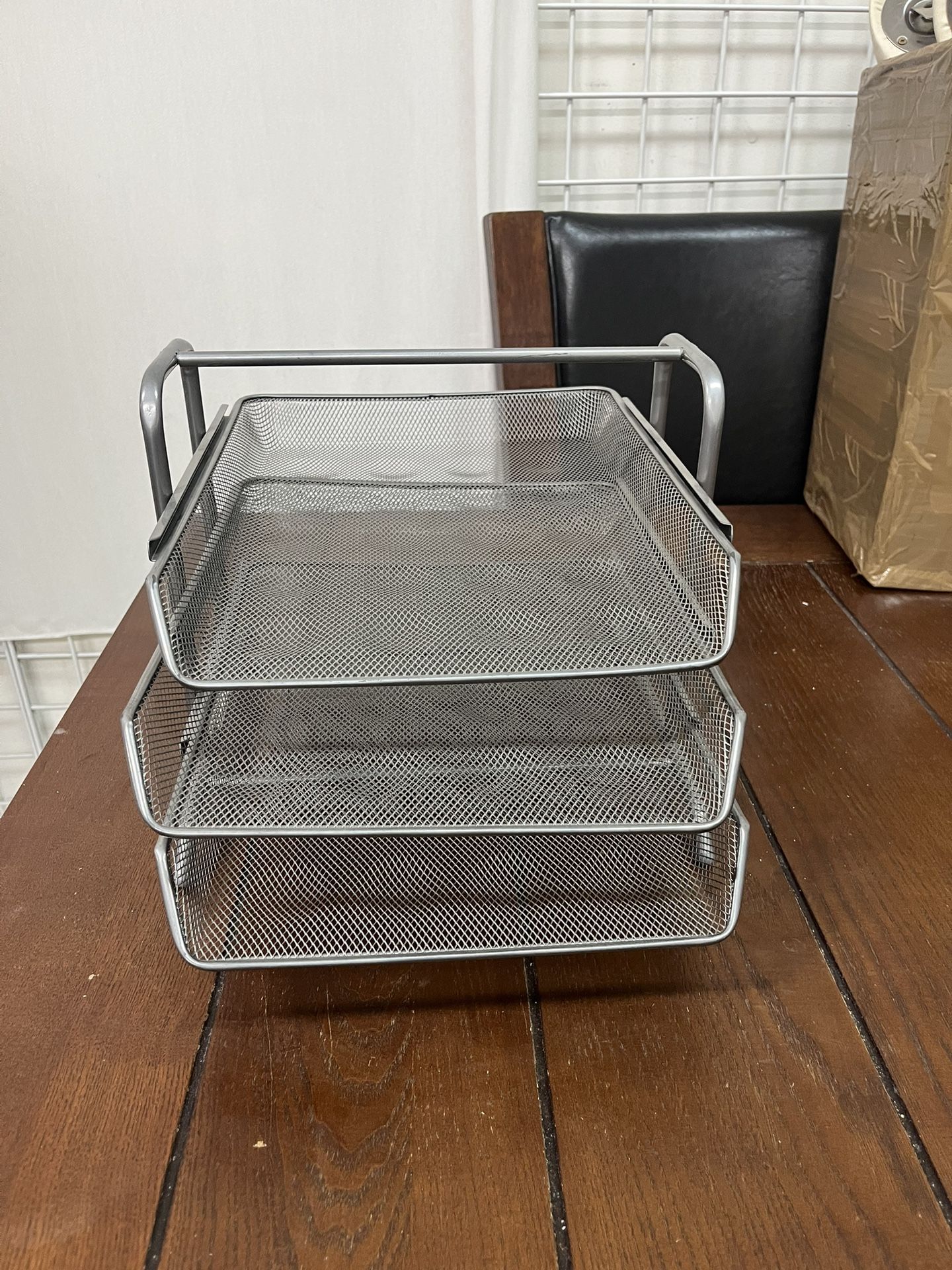 3-Tier Metal Mesh File Organizer Tray – Desk Paper Sorter Rack