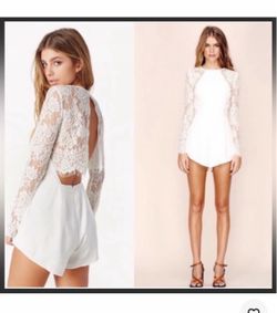 The Jetset Diaries White Lace Long-Sleeve Romper