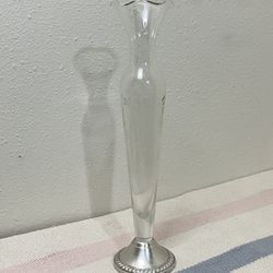 Duchin Creation Sterling Silver Weighted Glass 10”  Bud Vase 