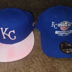 Set Of 2 Kansas City (KC & KC 2021 Opening Day) Baseball Caps Hats - New 