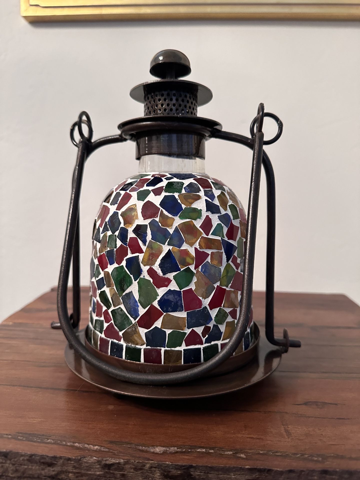 Lantern Style Mosaic Glass Candle Holder