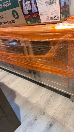 Long tv stand with glass windows