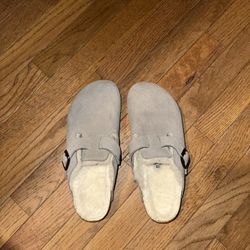 Grey fur birkenstock clog size 39 