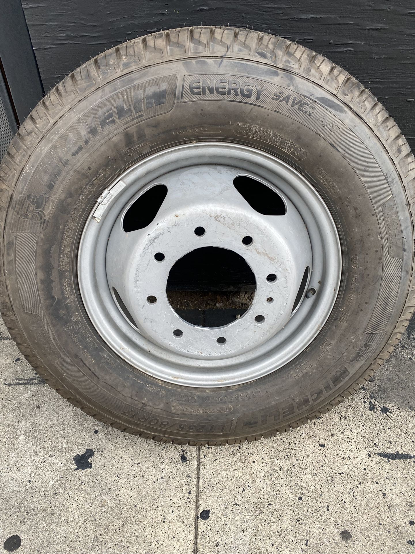 One 17” Chevy Dually Wheel 8x210 W Michelin 10ply Tire Size 235/80/17 NEW, Only One Available, Sell For $180.00 Cash N Carry
