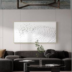 Large Framed Ocean Waves 3D Textured Home Decor 48x24