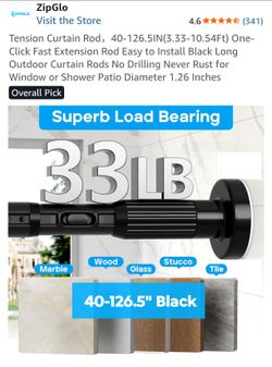 Tension Rod - 40-126.5" Black.