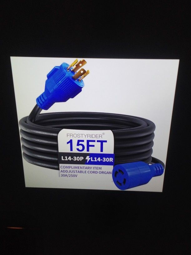 New Generator Extension Cord 15' 4 Prong 30amp Extension Cord 