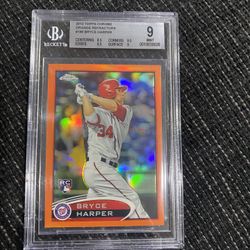 2012 Topps Chrome #196 Bryce Harper Orange Refractor RC BGS 9