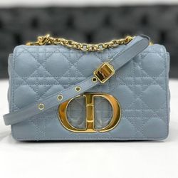 Christian Dior Caro Small Blue-Gray Shoulder Bag