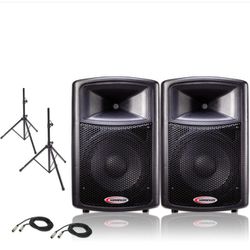 Harbinger APS/12 PA 150w power pair speakers with stands