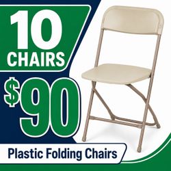 Beige plastic folding chairs