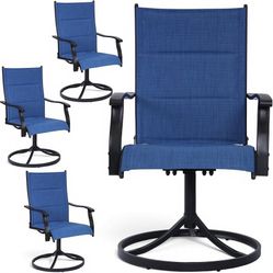 Patio Swivel Rocker Chairs Set of 4,Outdoor Dining Chairs High Back,15° Gentle Rocking Patio Chair with Padded Textilene, Metal Frame for Poolside Law