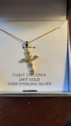 Cross Cubic Zirconia Gold Color Necklace 