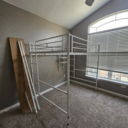 White Bunk Bed Frame With Desk And Lights