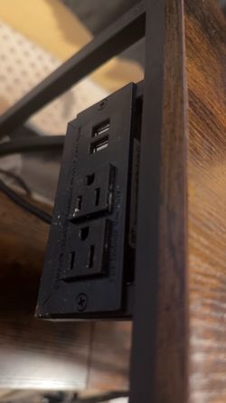 3 tier self with Black Dual Outlet USB Charging Wall Plate