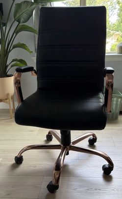 Rose Gold & Black Leather Office Chair