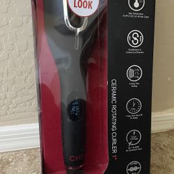 Chi Spin N Curl Ceramic Rotating Hair Curler Curling Iron - New