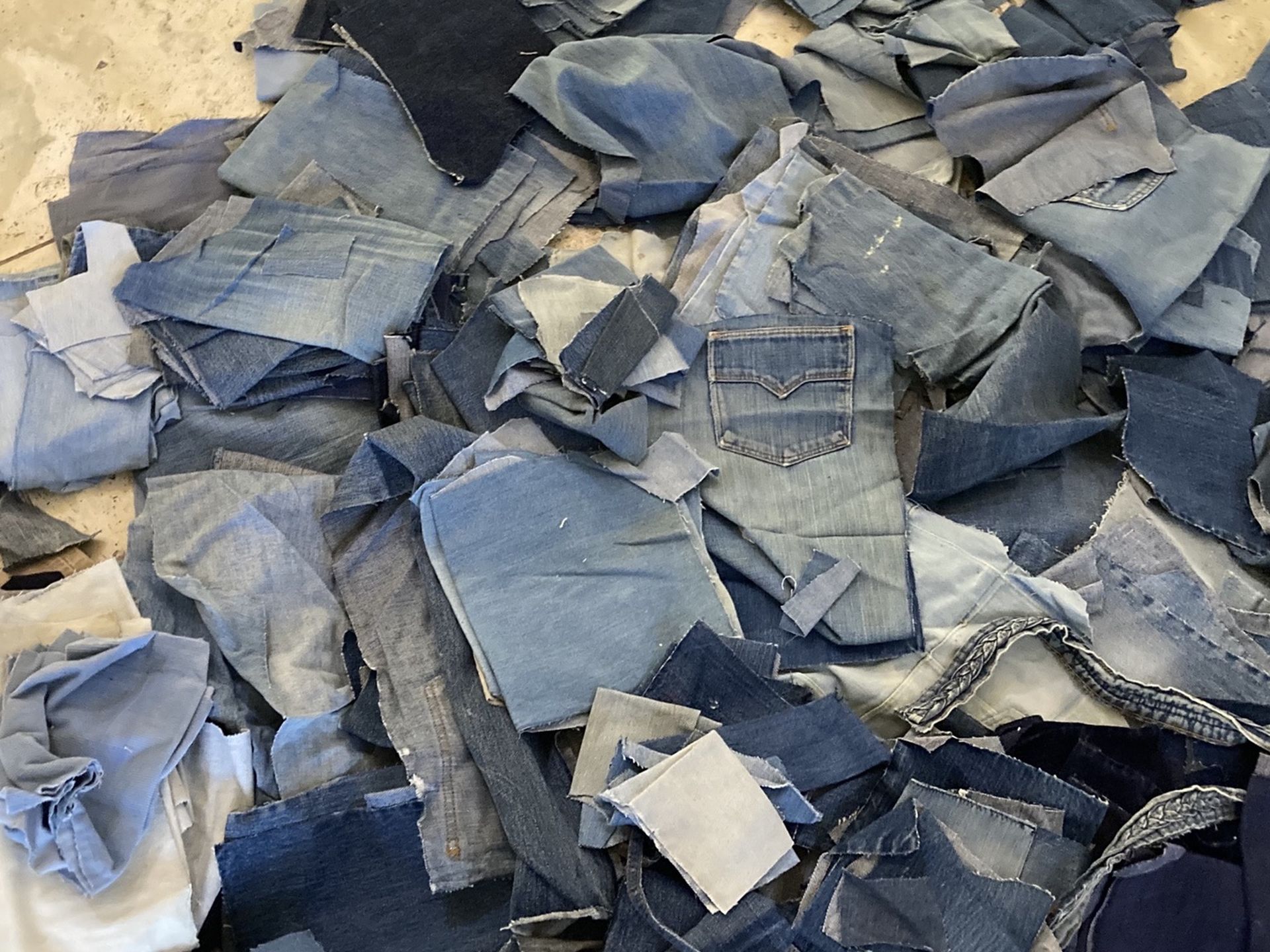 Large collection lot of vintage Levi jeans Levi’s and others scraped for quilting sewing project 