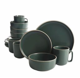 Green Matte Ceramic Dinnerware Set
