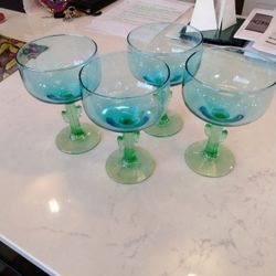 Margarita Glasses Cactus Accent Set Of Four 