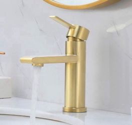 Modern Single Handle Gold Bathroom Faucet, Brass One Hole Bathroom Sink Faucet Lavatory Laundry Vanity Sink Faucet, Toilet Wash Basin Faucet