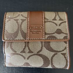 Coach Signature Pattern Trifold Wallet