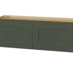 Hampton Bay Avondale 36 in. W x 12 in. D x 12 in. H Ready to Assemble Plywood Shaker Wall Bridge Kitchen Cabinet in Fern Green