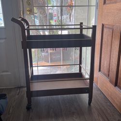 Wooden Bar Cart With Gold Accents