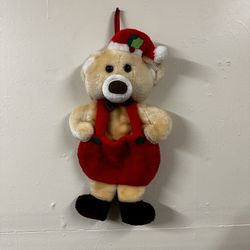 Dual Pouch Teddy Bear Christmas Stocking