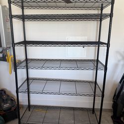 Black Wire Shelf Rack - 6 shelves , over 6’ height