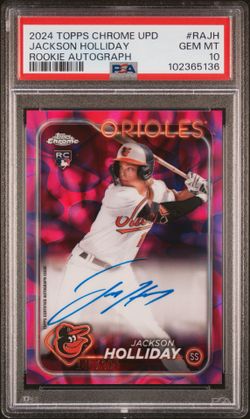 2024 Topps Chrome Jackson Holliday Magenta Lava Auto /299 RC #RAJH PSA 10