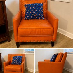 Orange Leather Accent Chair – Stylish & Comfortable Statement Piece