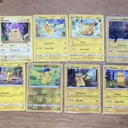 Pikachu Card lot of 16 cards Regular holo and reverse holos 2010-2024  2010 pikachu regular  2015 pikachu regular 2016 pikachu evolution regular 2 201