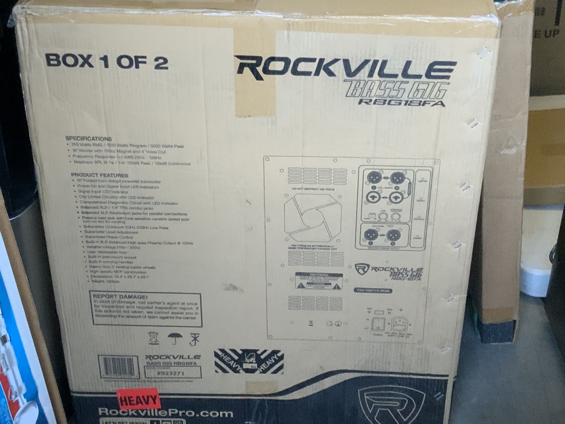 Rockville RBG18FA 18" 3000w Active Powered Pro Subwoofer Folded Horn PA/DJ Sub