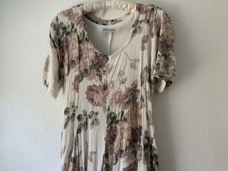 Crinkle Gauze Dress   MIDi Ivory  Floral Tie-back