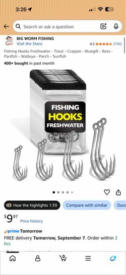 BIG WORM FISHING 100-Piece Freshwater Fishing Hooks Set – NEW
