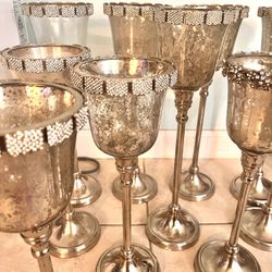 Mercury Goblet Candle Holder Centerpiece With Bling