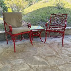 Red Wrought Iron Chairs (Set of 2) – Cushions Not Included