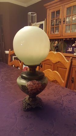 Large antique kerosene oil hurricane lamp