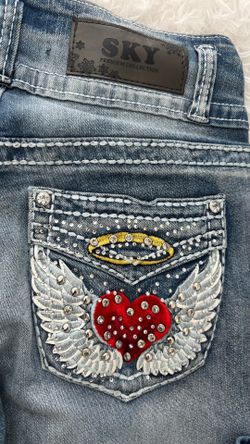 jeans with rhinestone detailing