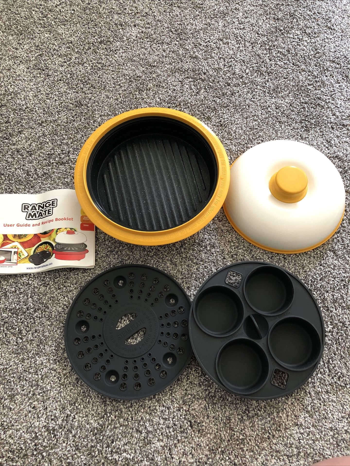 Range Mate Microwave Grill Pan, Steamer & Muffin Insert - Yellow