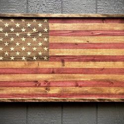 Rustic wood American flag