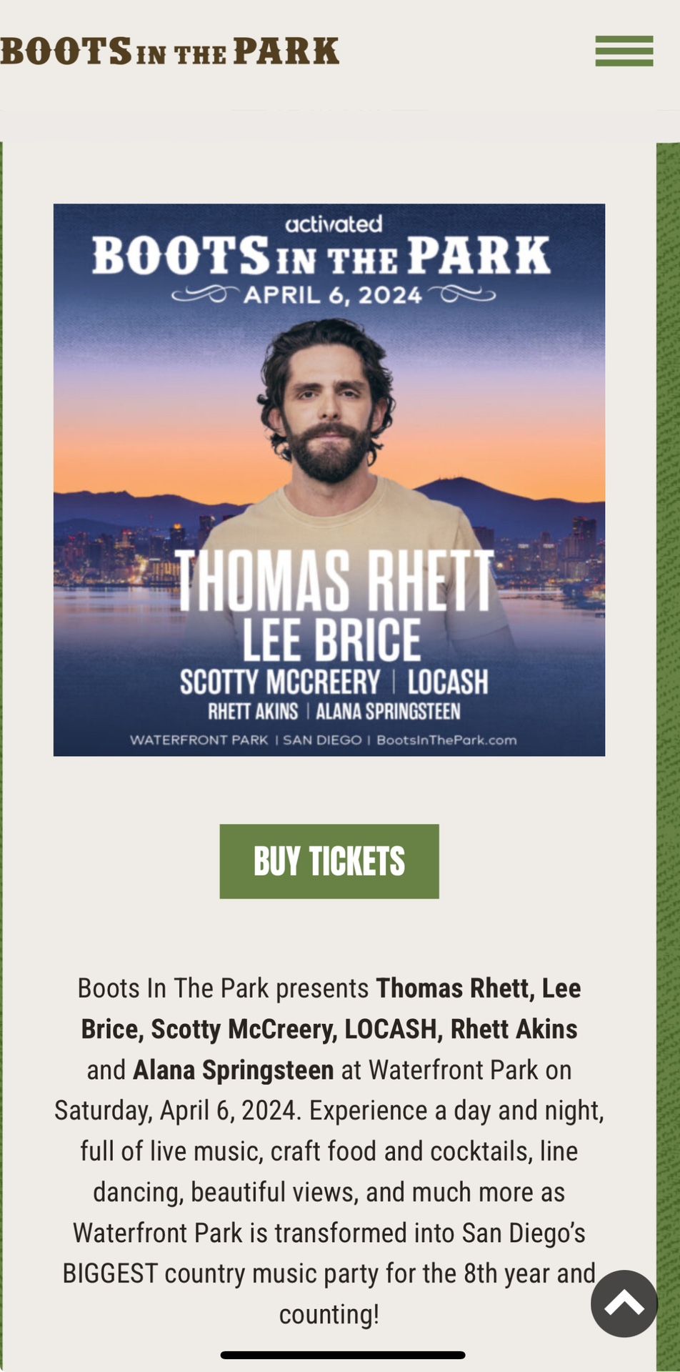 Boots In The Park, San Diego - April 6, 2024