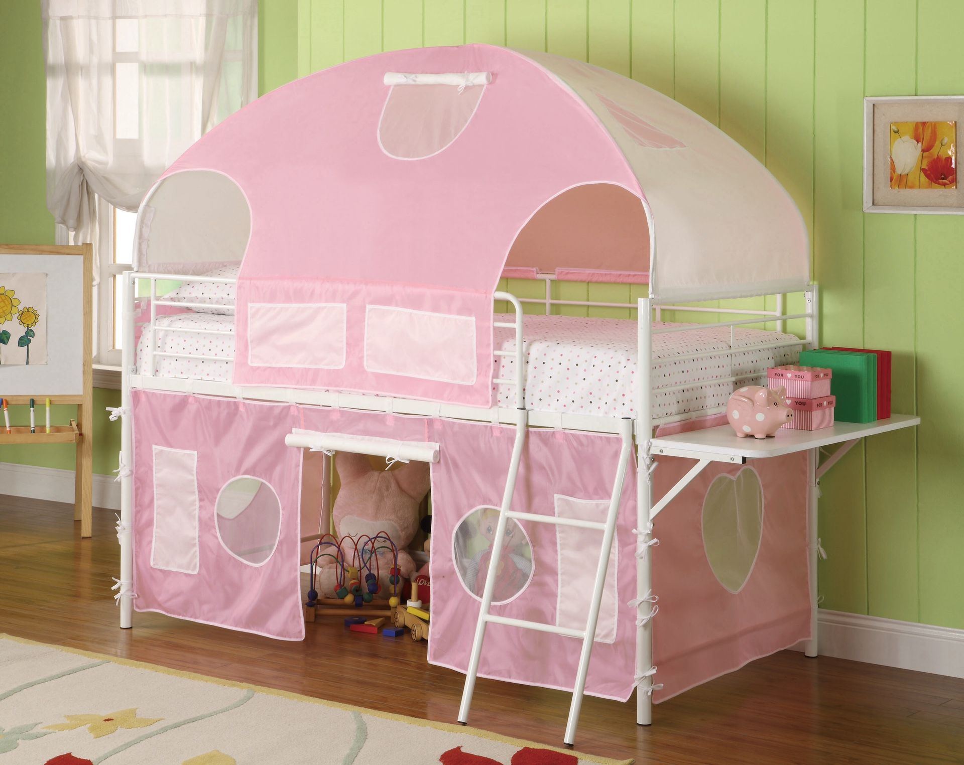 Sweetheart Tent Loft Bed In Pink and White! ONLY $299! Lowest Prices Ever!